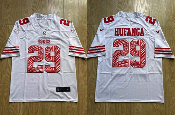 Men's White San Francisco 49ers #29 Talanoa Hufanga Stitched Jersey